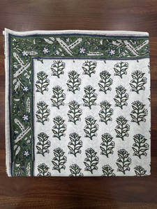 Mantel Floral Evergreen Grace, cubierta de mesa de algodón con estampado de bloque de mano indio para comedor, boda, cocina - Product Image 6