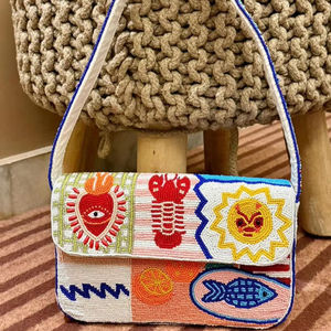 Sac à main de luxe traditionnel indien, multicolore, orné de perles en verre de cristal, artisanat durable, accessoires de mode haut de gamme - Product Image 4