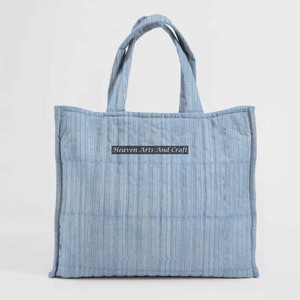 Bloc imprimé coton matelassé carré femme Bobo matelassé sac fourre-tout grand Design Shopping sac matelassé pour femme Simple sac à bandoulière - Product Image 1