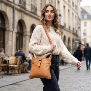 Sac à bandoulière pour femme en cuir véritable avec grande capacité de rangement et sangle en cuir avec couleur personnalisée va - Product Image 3