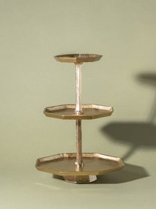 Luxury Decorative Handmade ATS Metals Aluminium Double <b>Tier</b> <b>Cake</b> Stand Polished Surface for High End Restaurant Banquet Table - Product Image 6