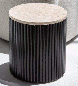 Vandana Orion Vento <b>Side</b> <b>Tables</b> with <b>Black</b> Wooden Base 9 Top Variants Modern Accent Design - Product Image 2