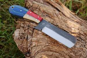 Cuchillo Sheepsfoot con Hoja de Acero al Carbono de 0.7mm de Grosor, Borde Recto, Herramienta para Trabajar la Madera con Mango Azul y Rojo - Product Image 2
