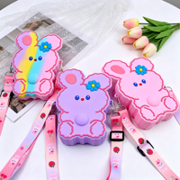 Bolso de Mano de Silicona con Dibujos Animados Kawaii para Niños, Monedero Cruzado Mini con Dijes DIY, Logotipo Personalizado, Libre de BPA, Regalo de Cumpleaños para Niñas