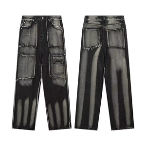 กางเกงยีนส์เดนิมทรงแบ็กกี้ผู้ชาย ทรงหลวม ขาตรง สวมใส่สบาย ระบายอากาศได้ดี สีไม่ซีดจาง สไตล์ฮิปฮอป แฟชั่นสตรีท - Product Image 1