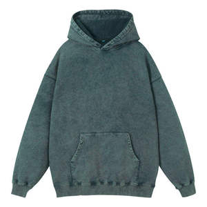 เสื้อฮู้ดดี้ผู้ชายสไตล์วินเทจสั่งทำขายส่ง ผ้าฝ้าย 100% หนา 300 กรัม ทรงโอเวอร์ไซส์ ล้างสีแบบแอซิดวอช มีซิป กระเป๋าแบบ WOLF AKIMBO - Product Image 4