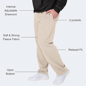Pantalon de jogging décontracté pour homme en coton gris léger et respirant, taille élastique avec cordon de serrage, poches latérales, idéal pour l'automne - Product Image 4