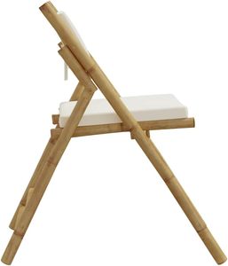 Premium Quality Bamboo <b>Dining</b> <b>Chair</b> With Cushion Portable Indoor Folding <b>Chair</b> Durable Eco Bamboo Leisure <b>Chair</b> For Event - Product Image 2