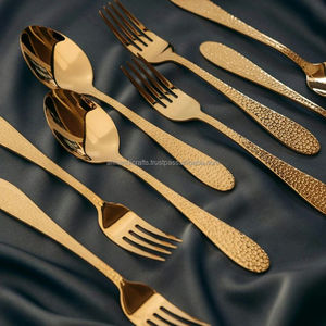 Juego de cubiertos de latón satinado estilo bistró francés con mango ancho tipo pala, juego de cubiertos dorados cepillados para restaurante gourmet - Product Image 4
