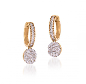 Pendentif en diamant de laboratoire taille brillant rond avec boucles d'oreilles pendantes, en or jaune 18 carats, bijoux de mariage classiques pour femme - Product Image 3