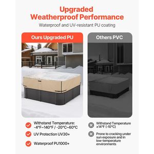 Housse de bain à remous extérieure 85 x 85 x 20 pouces en tissu Oxford robuste, résistante aux intempéries et imperméable - Product Image 4