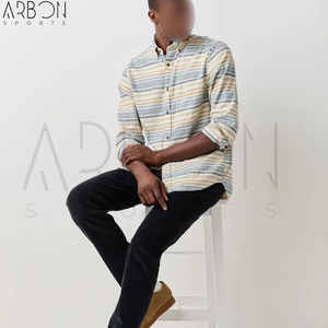Crea tu propia camisa de manga larga para hombre, personalizada, hecha a mano, con diseño clásico de rayas múltiples, estilo casual elegante. - Product Image 3