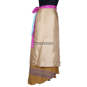 Fabricant authentique de saris en soie vintage, jupe longue enroulable pour femme, sari en soie vintage longue à enrouler - Product Image 1