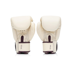 Guantes de Boxeo de Cuero Color Crema con Cierre de Velcro en la Muñeca para Adultos, Equipo de Boxeo - Product Image 4