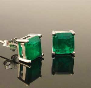 Pendientes de Esmeralda en Plata de Ley, Piedra de Nacimiento de Mayo, Joyería con Gemas, Regalo de Boda o Cumpleaños para Mujer - Product Image 4