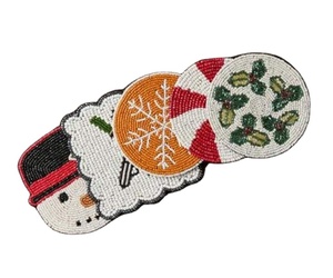 Exclusif jour de Noël Design travail manuel perlé broderie quatre ensemble sous-verre mignon élégant et beau choix de haute qualité à la mode - Product Image 1