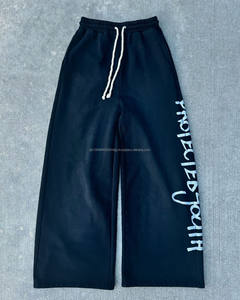 Pantalon de survêtement évasé vintage délavé à l'acide pour homme Logo personnalisé Baggy en coton empilé Pantalon de survêtement léger et surdimensionné - Product Image 1