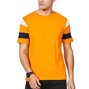 เสื้อยืดคอกลมแขนสั้นผ้าฝ้าย100% เสื้อถักแบบลำลองตัดสีตัดกันปรับแต่งได้ตามต้องการ - Product Image 4