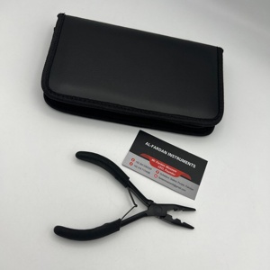 Pince à deux trous pour extensions de cheveux, couleur noir mat avec poignée en caoutchouc, en acier inoxydable, offre de marque privée avec étui en cuir personnalisé - Product Image 3