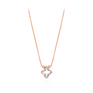Pendentif en diamant cultivé en laboratoire or rose, design floral tendance pour femme, à porter au quotidien, couleur G, bijoux plaqués or 14 carats - Product Image 2