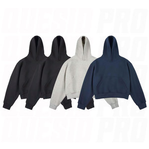 Custom Solid Boxy Cropped <b>Pullover</b> Hoodies <b>for</b> Women <b>Men</b> Unisex Y2K Oversized Hoodie with Pocket Casual Short Sweatshirt Streetw - Product Image 1