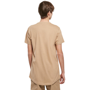 T-shirt pour homme beige à manches courtes, col rond, coupe ample, couleur unie, jersey décontracté en coton - Product Image 2