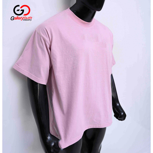 Camiseta de Manga Corta para Hombre, Talla Grande, Color Rosa Claro, Cuello Redondo, Lisa, Tejida, de Primera Calidad, Unisex - Product Image 3