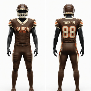 Men's American Football Uniform 220 GSM 100% Polyester Mesh <b>Red</b> <b>Stripe</b> Panel Custom Digital Print Logo Custom Brand Name Plus - Product Image 1