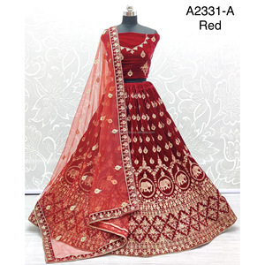 Collections de velours de vêtements de mariée indiens pour la mariée avec le travail de Zarkhan par Fabzone - Product Image 1