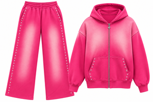 Ensemble sweat à capuche et pantalon large pour femme, orné de strass, avec détails de manches cloutées, deux pièces, style streetwear - Product Image 5