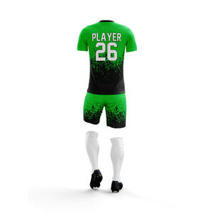Conjunto de Uniforme de Fútbol Personalizado Verde y Negro, Impresión por Sublimación, Transpirable, Ligero, de Poliéster, para Hombres Adultos, Ropa de Equipo - Product Image 2
