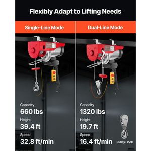 Argano Elettrico a Fune in Acciaio da 1150W 110V, Capacità di Sollevamento 1320 Libbre, Telecomando Cablato 14ft, Argano Elettrico a Cabina Singola 40ft - Product Image 3