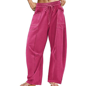 Women Breathable Cargo Sweatpants Wide Leg Pants High Waist <b>Drawstring</b> Casual Loose Fit Joggers - Product Image 1