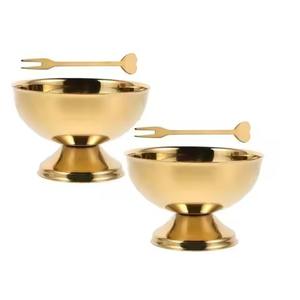 Catering Supply Stainless Steel Ice Cream <b>Bowl</b> With Spoon Metal Dessert Dish - Product Image 5