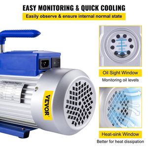 ปั๊มสุญญากาศระบบขับเคลื่อนสองขั้นตอนแบบ1HP 12CFM 3x10-1 Pa HVAC สำหรับเครื่องดูดฝุ่นซ่อมรถยนต์ - Product Image 5