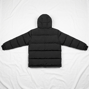 Blouson matelassé noir rembourré pour homme avec capuche, imperméable, chaud, à fermeture éclair, grandes poches, style décontracté, broderie - Product Image 2