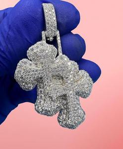 Colgante de Trébol de Cuatro Hojas Personalizado con Micro Pavé, Joyería Hip Hop, Plata de Ley 925, Estilo Bling Rapper, Amuleto de Moda - Product Image 1