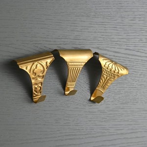 Crochets muraux anti-rouille robustes pour manteaux, porte-manteau décoratif antique en laiton doré brillant poli - Product Image 1