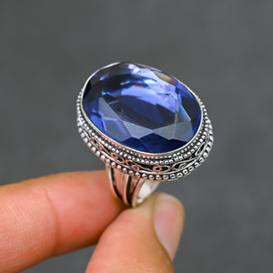 Magnifique Bague Tendance en Iolite Bleue, Argent Massif 925, Bijoux Faits Main, Vente en Gros Direct Usine - Product Image 1