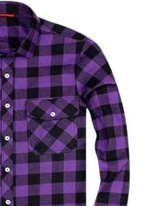 เสื้อเชิ้ตผ้าแฟลนเนลลายตารางสีม่วงดำสำหรับผู้ชาย แขนยาว ติดกระดุม ลำลอง สำหรับฤดูหนาว เสื้อเชิ้ตลายตาราง ผลิตโดยโรงงาน OEM เสื้อผ้าทรงพอดีตัว - Product Image 2