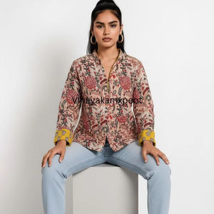 Manteau en coton matelassé style bohème indien, fait main, imprimé floqué, brodé, doux et respirant, collection 2026, prix usine - Product Image 1