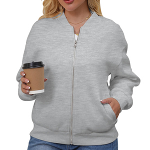 Veste bomber pour femmes sur mesure de style vintage, produit le plus vendu, veste bomber à fermeture éclair de couleur unie pour femmes - Product Image 3