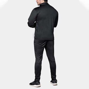 Survêtement noir pour homme, fermeture éclair intégrale, col montant, coupe sportive, polyester, vêtement d'automne avec poches latérales - Product Image 4