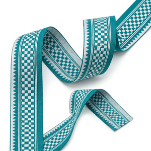 Ruban Jacquard Festif Teal Argenté 31mm de Neelkamal Industries, Ruban Décoratif Tissé pour Artisanat DIY, Nœuds et Décoration Intérieure - Product Image 2