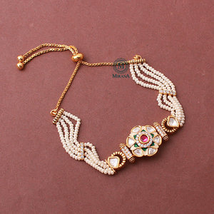Atharva Polki Designer Rakhi Bracelet-Cultural Collectible Jewelry - Product Image 3