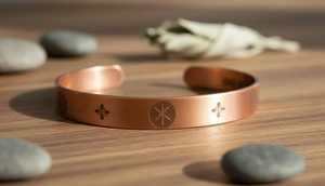 Brazalete de Cobre Puro Hecho a Mano con Grabado, Joyería de Cobre Sólido con Símbolo Rúnico Curativo para Hombres y Mujeres, Diseño Simple OEM - Product Image 4