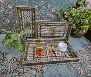 Juego de Tres Bandejas de Madera MDF de Alta Calidad con Recubrimiento de Esmalte para Uso Multipropósito, Diseño Impreso Personalizado por Fabricante Indio - Product Image 4