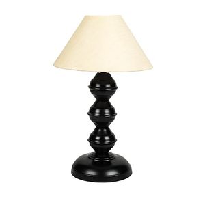 <b>Black</b> Modern Design Durable Round Table <b>Lamp</b> <b>Bedside</b> Desk Light with Fabric Shade for Bedroom Home Decor - Product Image 1