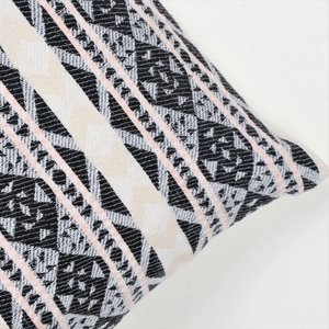 Embroidered Boho Black and Ivory 100% Cotton Modern <b>Square</b> <b>Cushion</b> Cover with Zipper Closure for Home Decor - Product Image 4