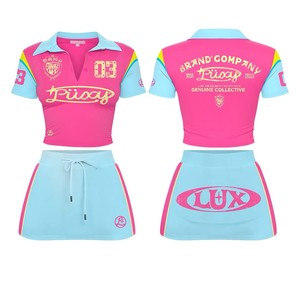 ชุดเซ็ต 2 ชิ้น เสื้อโปโลและกระโปรงสั้น ผ้าคุณภาพสูง TAHAD สำหรับผู้หญิง ดีไซน์เซ็กซี่ เหมาะสำหรับสาวสูง  แบบลำลอง แต่งสีสันตัดต่อ - Product Image 2